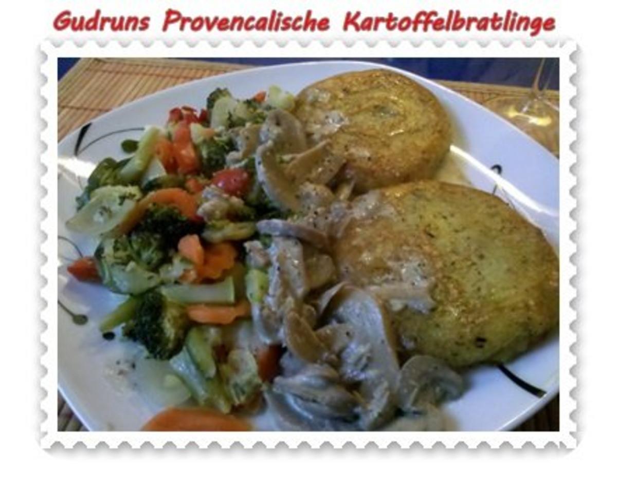 Bilder für Vegetarisch: Provencalische Kartoffelbratlinge mit gedämpften Gemüse und Rahmchampis - Rezept
