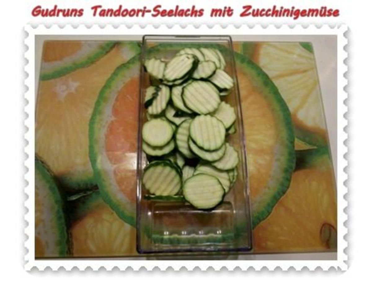 Fisch: Tandoori-Seelachs mit Zucchinigemüse und Kartoffelbratling - Rezept - Bild Nr. 3