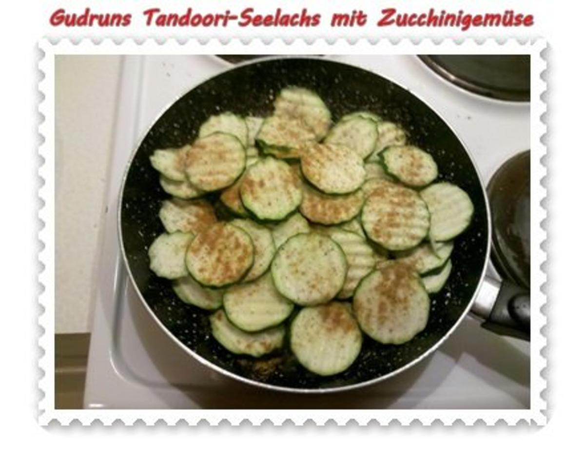 Fisch: Tandoori-Seelachs mit Zucchinigemüse und Kartoffelbratling - Rezept - Bild Nr. 4