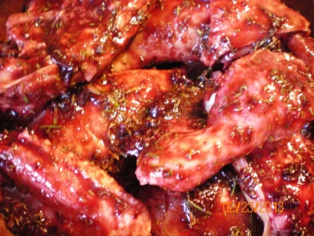 Geflügel: Hähnchen in Johannisbeergelee und Rotwein - Rezept