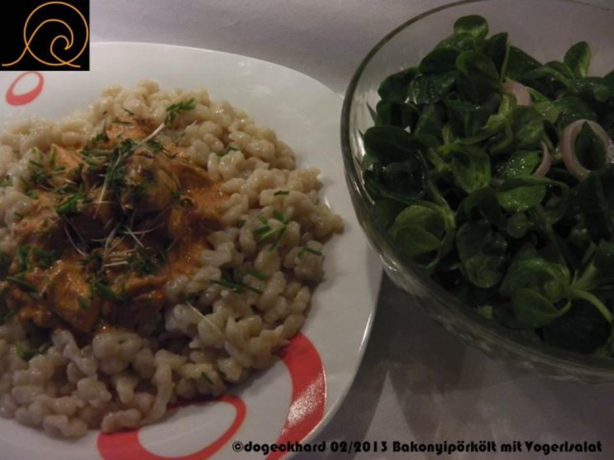 Erikas Bakonyipörkölt (ungarisches Gulasch) mit Nokedli  und Feldsalat - Rezept - Bild Nr. 26