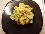 Rezept: Polenta-Auflauf mit Zucchini und Grillkäse Polenta-Auflauf mit Zucchini und Grillkäse - Rezept
