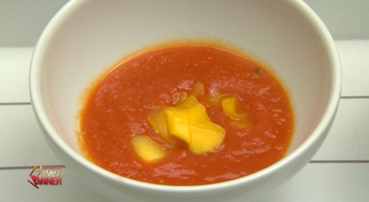 Bilder für Delicia Tropical - Tomaten-Mango Suppe mit Brot (Fernanda Brandao) - Rezept