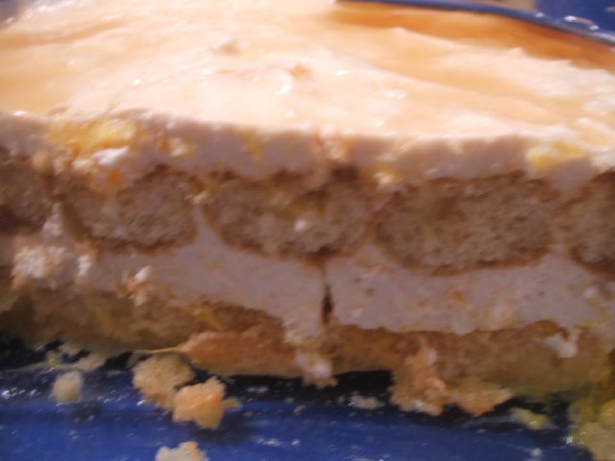 Dessert: Schneller Orangenquark auf Löffelbiskuit - Rezept
