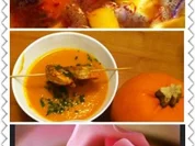 Kürbissafran-Süppchen mit gespiessten Garnelen - Rezept