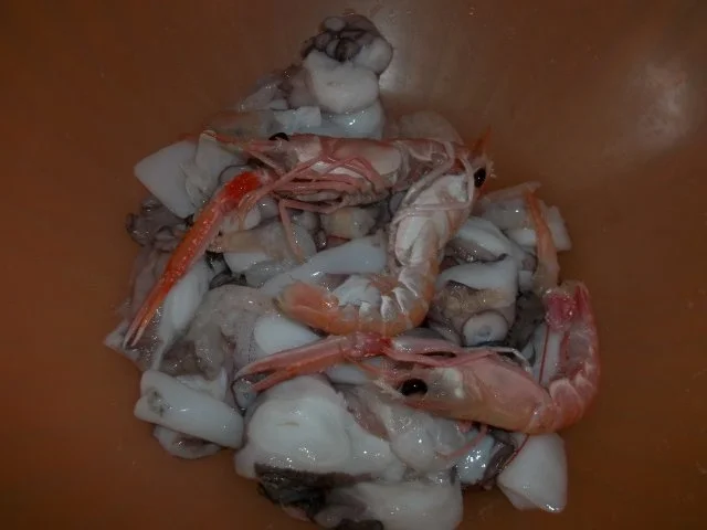 Rezept: spagetti mit meeresfrùchten und danach calamaris gebraten spagetti mit meeresfrùchten und danach calamaris gebraten - Rezept