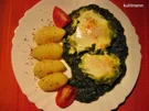 Im Spinat "verlorene Eier" - Rezept