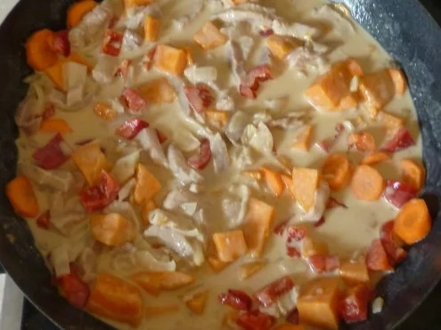 Rezept: Pfannengericht - Süsskartoffelpfanne "Jäger Art" Bild Nr. 3 Pfannengericht - Süsskartoffelpfanne "Jäger Art" - Rezept - Bild Nr. 3