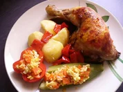 gemüsige  Hähnchenschenkel - Rezept