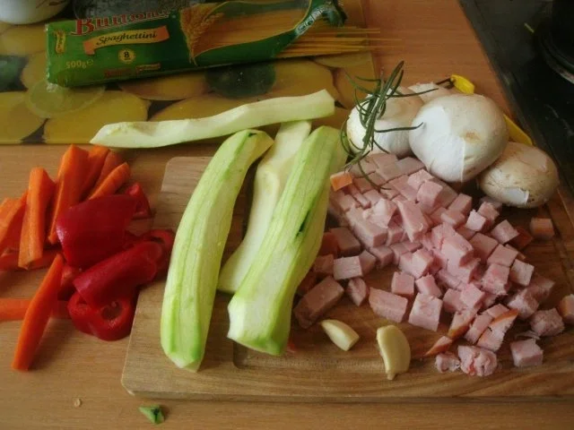 Putenkasseler mit Gemüse und Spaghetti - Rezept - Bild Nr. 4