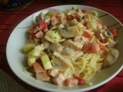 Putenkasseler mit Gemüse und Spaghetti - Rezept