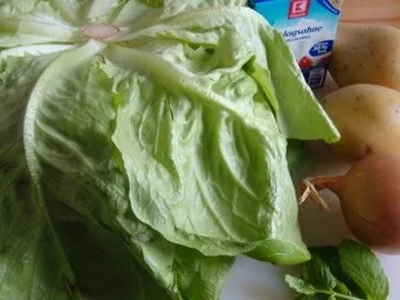 Rezept: Kopfsalatsüppchen mit Minz-Erbsen Garnitur Bild Nr. 3 Kopfsalatsüppchen mit Minz-Erbsen Garnitur - Rezept - Bild Nr. 3