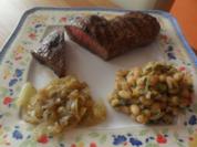 rindersteak und weisses böhnchen - Rezept