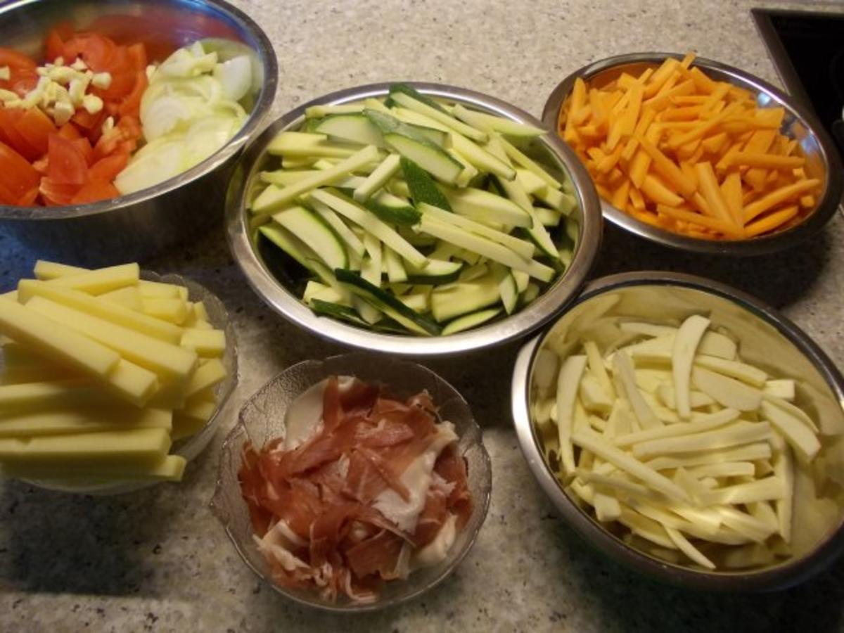 Überbackenes Gemüse mit Schinken und Käse - Rezept - kochbar.de