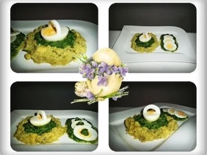 Eikörbchen auf Spinat und Kartoffelbett - Rezept - Bild Nr. 4