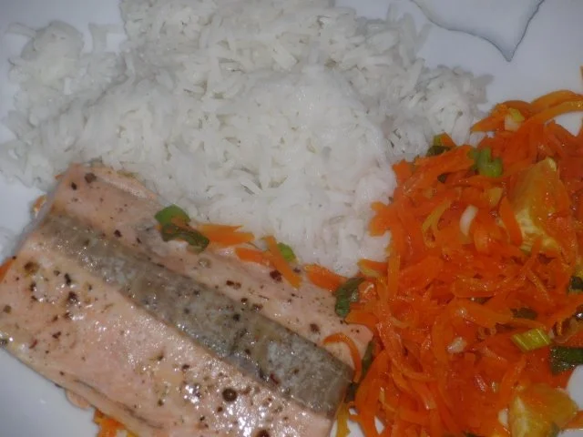 Rezept: Fisch : Lachs auf Karotten - Orangen - Beet Bild Nr. 2 Fisch : Lachs auf Karotten - Orangen - Beet - Rezept - Bild Nr. 2