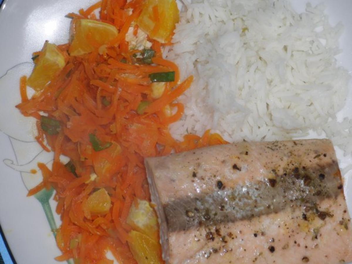 Fisch : Lachs auf Karotten - Orangen - Beet - Rezept - Bild Nr. 4