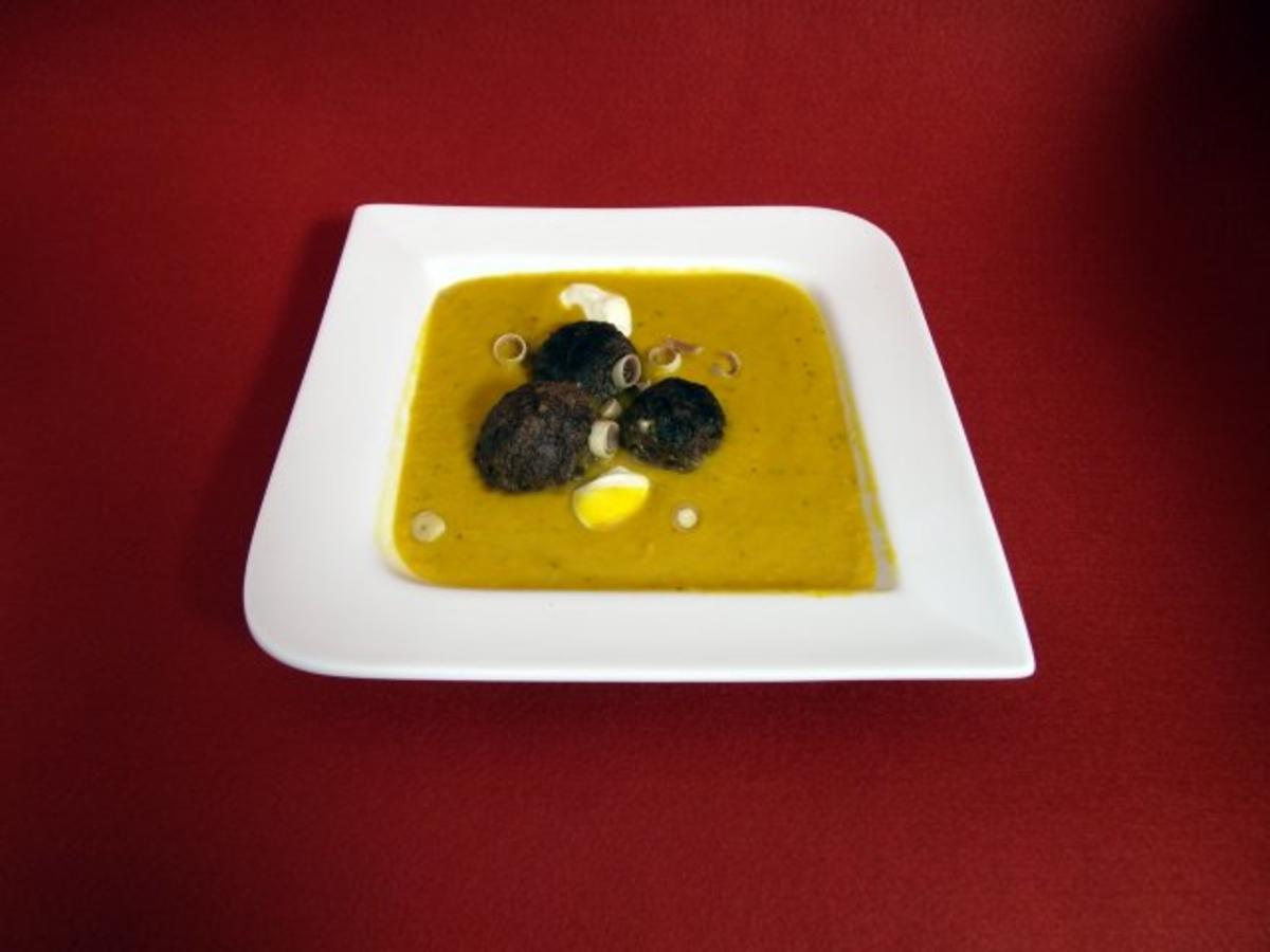 Mango-Kürbissuppe mit Antilopenklößchen - Rezept Durch Das perfekte
Dinner