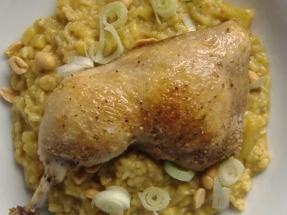 Ananas-Curry-Risotto mit Hähnchenschlegel - Rezept - Bild Nr. 5