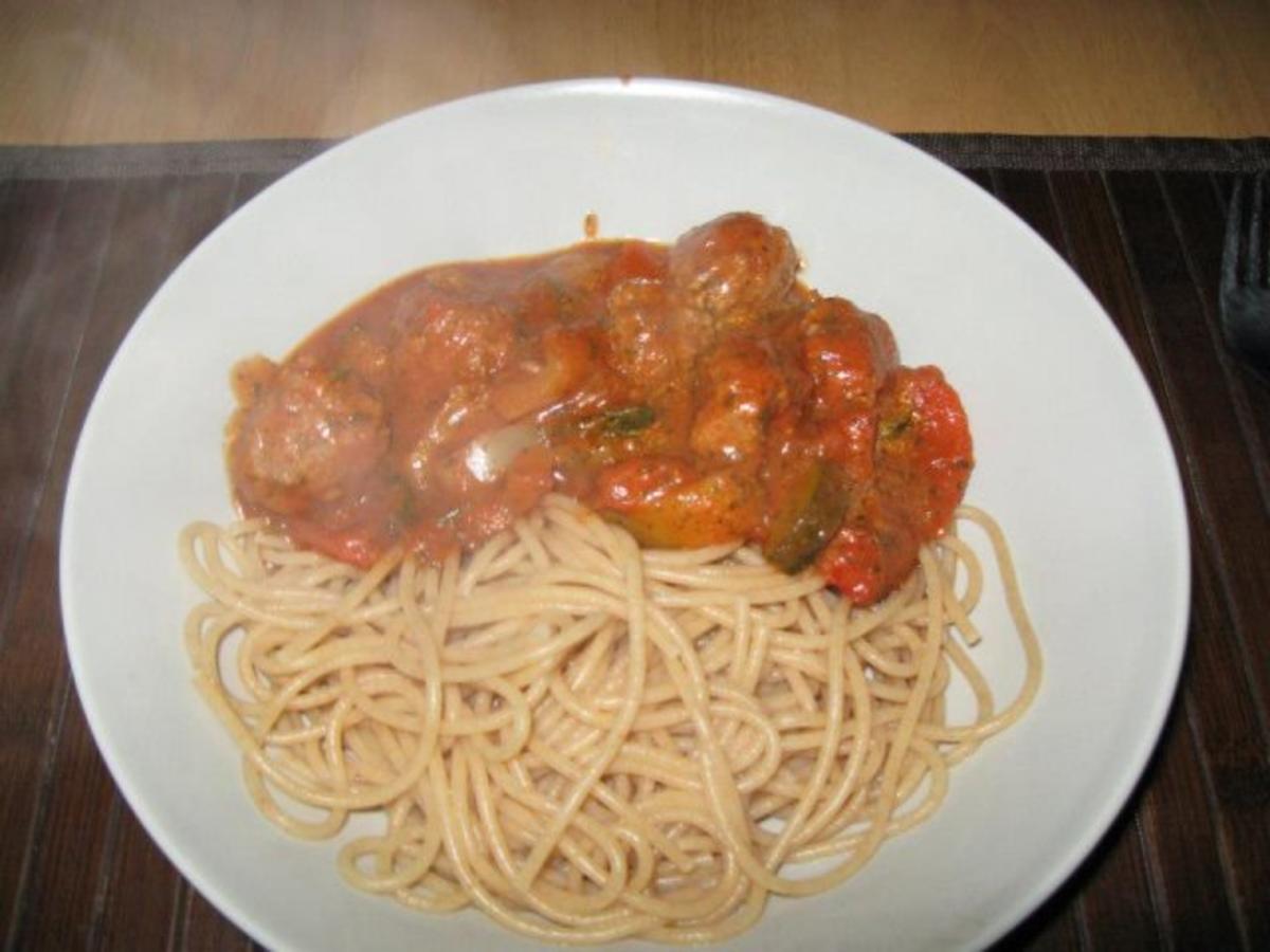 Hackpfanne mit Vollkornspaghetti - Rezept Eingereicht von GonziMonzi1