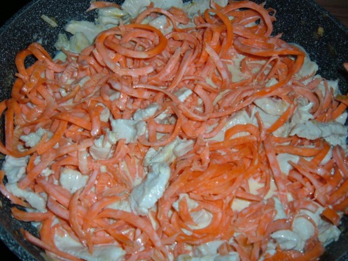 Geflügel : Putensteak - Streifen mit Möhren - Spaghetti - Rezept - Bild Nr. 6