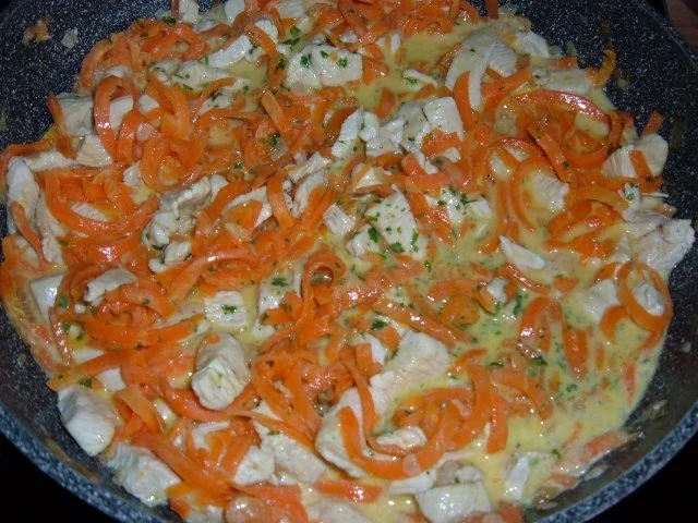 Geflügel : Putensteak - Streifen mit Möhren - Spaghetti - Rezept - Bild Nr. 7