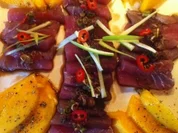 Rezept: Thunfisch-Sashimi mit frischer Mango Thunfisch-Sashimi mit frischer Mango - Rezept