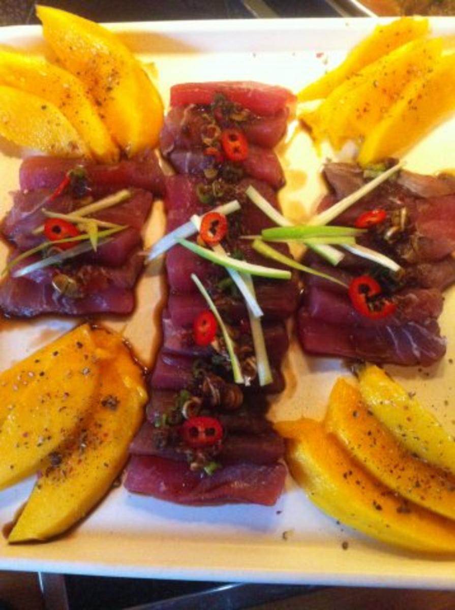 Thunfisch-Sashimi mit frischer Mango - Rezept Gesendet von Lillyfee274