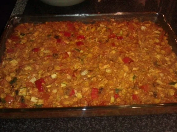 Rezept: Bulgurauflauf mit Gemüse und Tofu Bulgurauflauf mit Gemüse und Tofu - Rezept