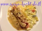 Putenröllchen in Zwiebelsahnesoße - Rezept