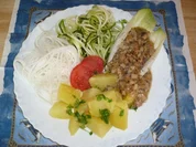 Lupinen Haschee mit Pilzen, Kartoffeln und frischem Gemüse - Rezept