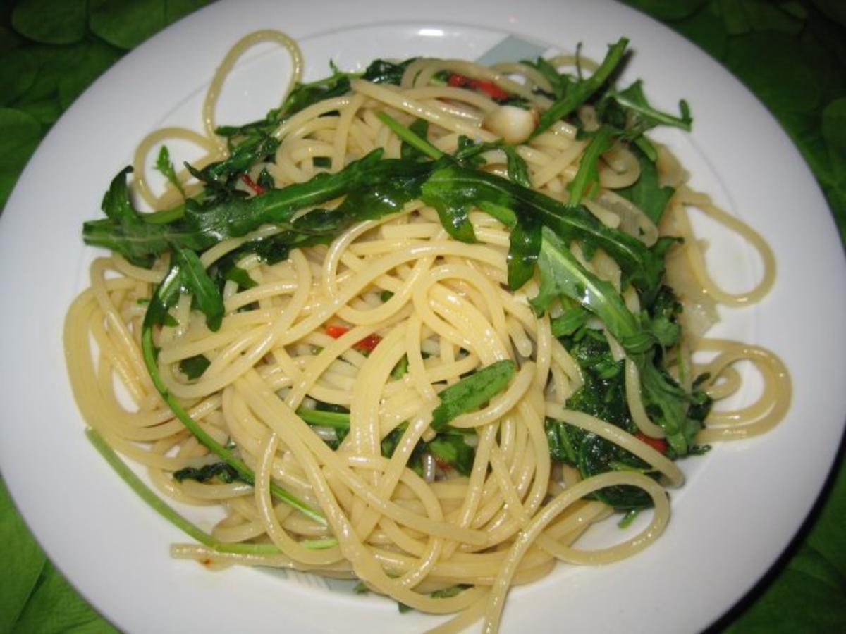 Ruccola - Knoblauch - Spagetti - Rezept