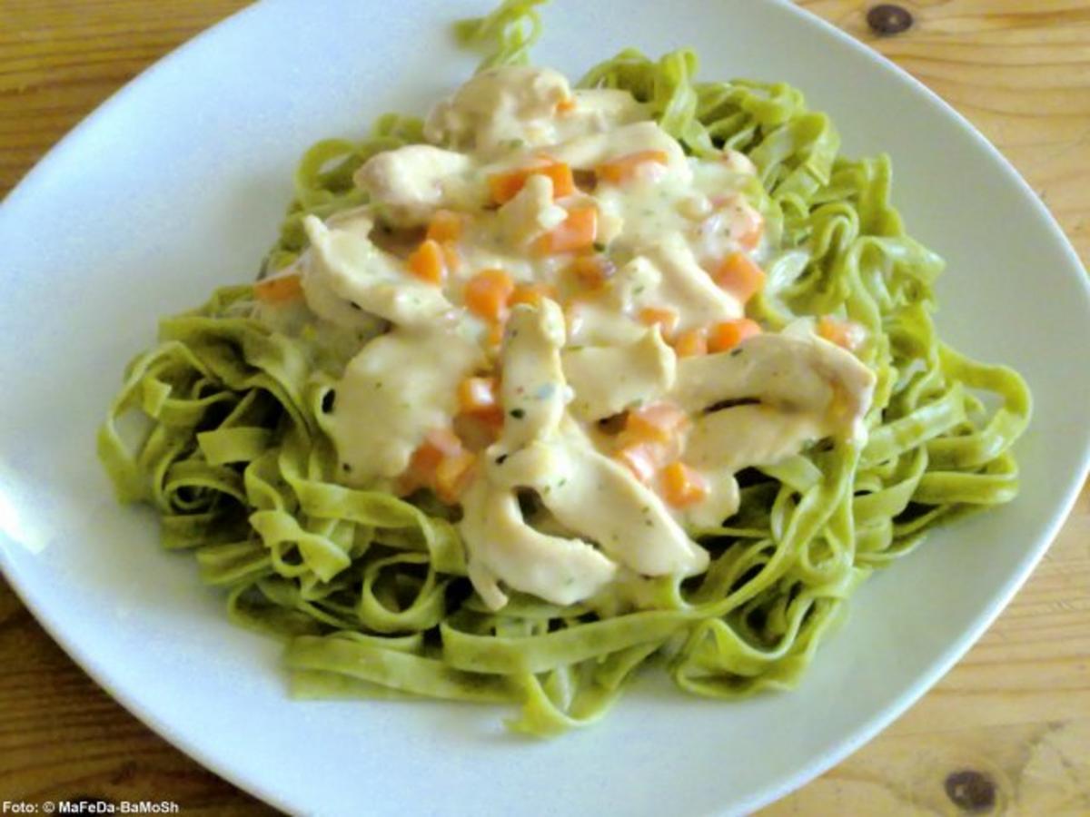 Bilder für Grüne Tagliatelle mit Hähnchen-Ragout - Rezept