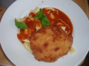 Jägerschnitzel mit  Tomatensoße und Nudeln - Rezept