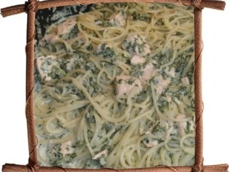 Rezept: Spaghetti mit Lachs + Spinat Spaghetti mit Lachs + Spinat - Rezept