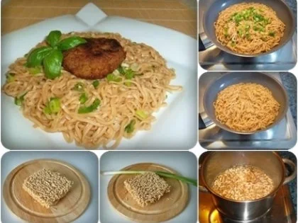 Gebratene Chinesische Nudeln mit Bulette - Rezept - Bild Nr. 3