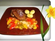 Zarte Rinderleber mit buntem Paprika und Salzkartoffeln dazu - Rezept