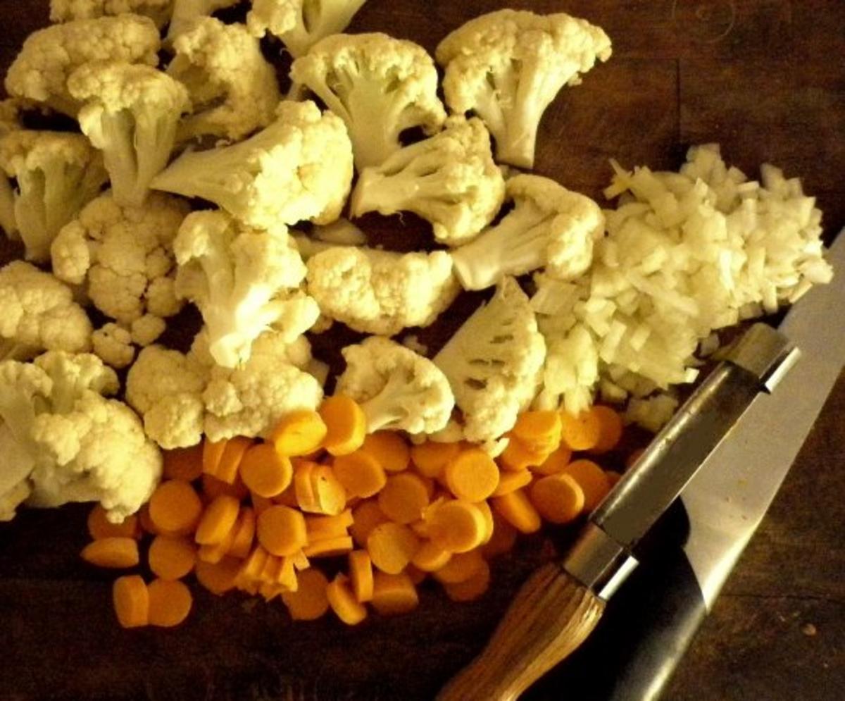 Blumenkohl-Curry mit Kartoffel-Möhren-Rösti - Rezept - Bild Nr. 4