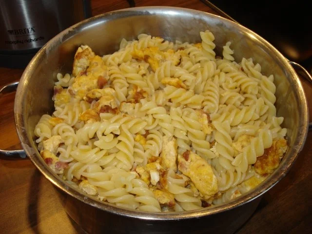 Nudeln mit Eier und Speck - Rezept