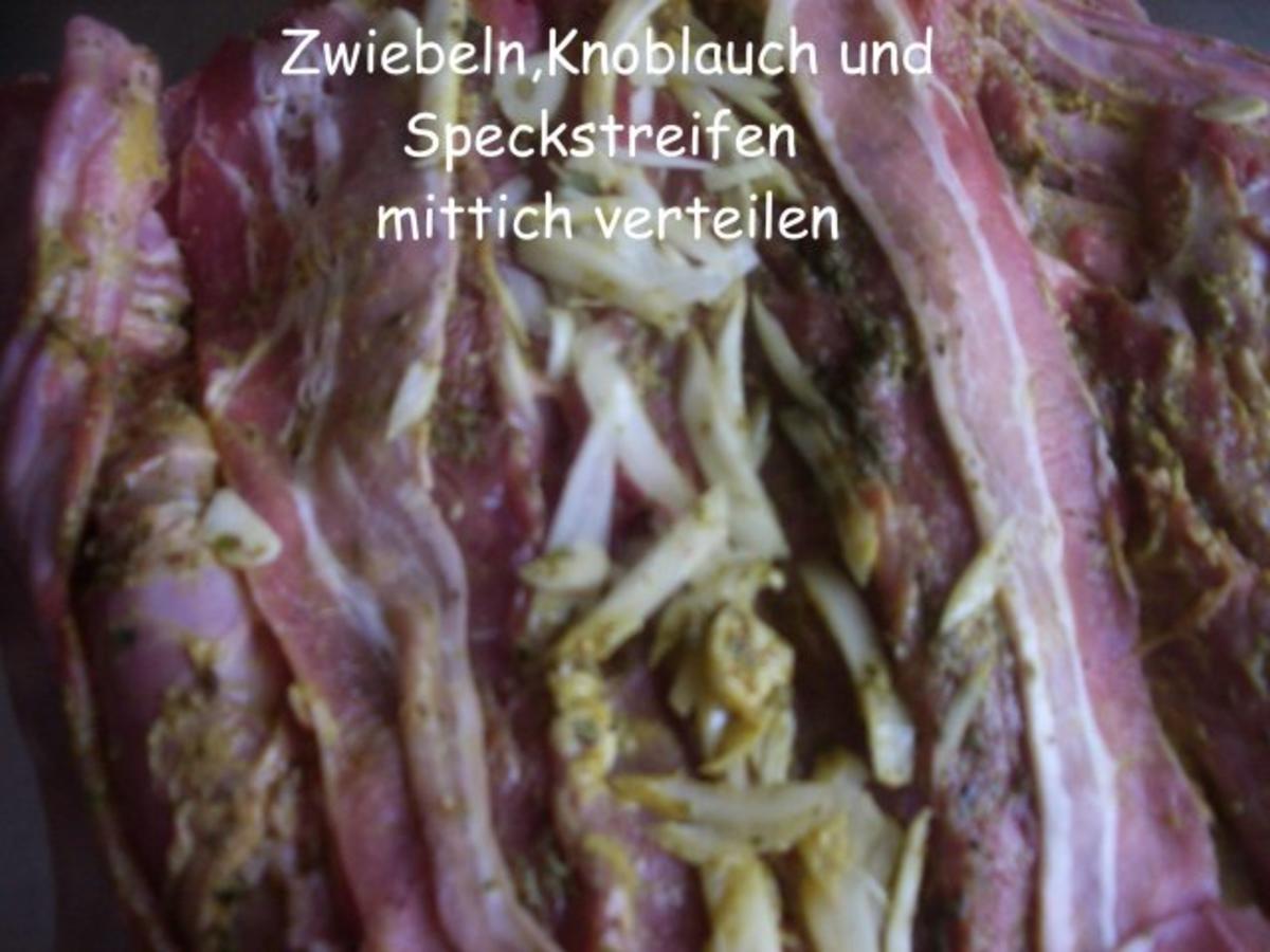 Lammrollbraten mit Bohnenbündel und Thüringer Klößen - Rezept - Bild Nr. 4