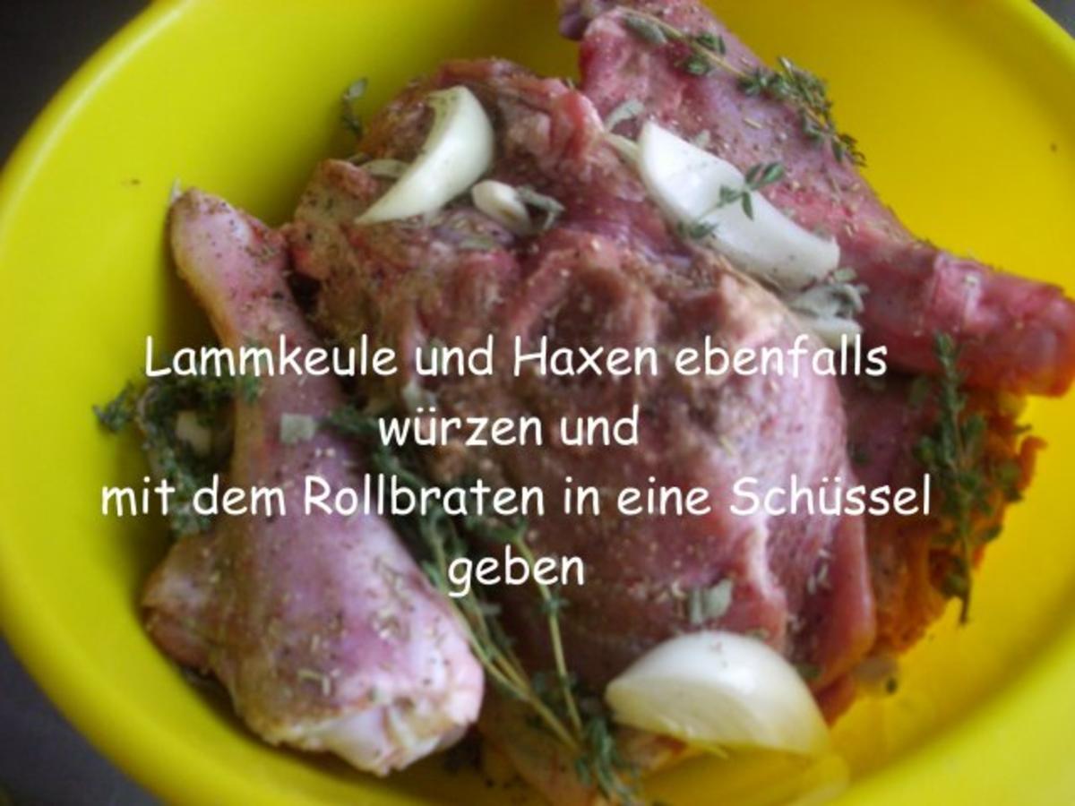 Lammrollbraten mit Bohnenbündel und Thüringer Klößen - Rezept - Bild Nr. 8