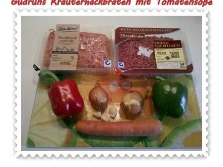 Rezept: Hackfleisch: Kräuterhackfleischbraten mit pikanter Tomatensoße Bild Nr. 2 Hackfleisch: Kräuterhackfleischbraten mit pikanter Tomatensoße - Rezept - Bild Nr. 2