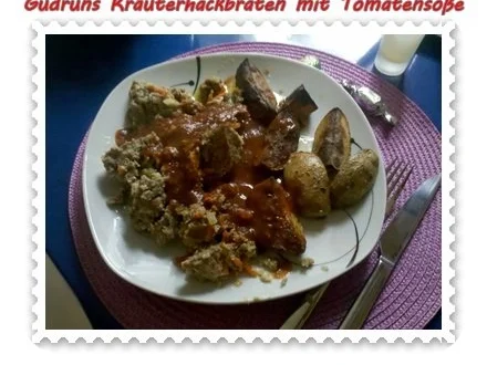 Rezept: Hackfleisch: Kräuterhackfleischbraten mit pikanter Tomatensoße Bild Nr. 17 Hackfleisch: Kräuterhackfleischbraten mit pikanter Tomatensoße - Rezept - Bild Nr. 17