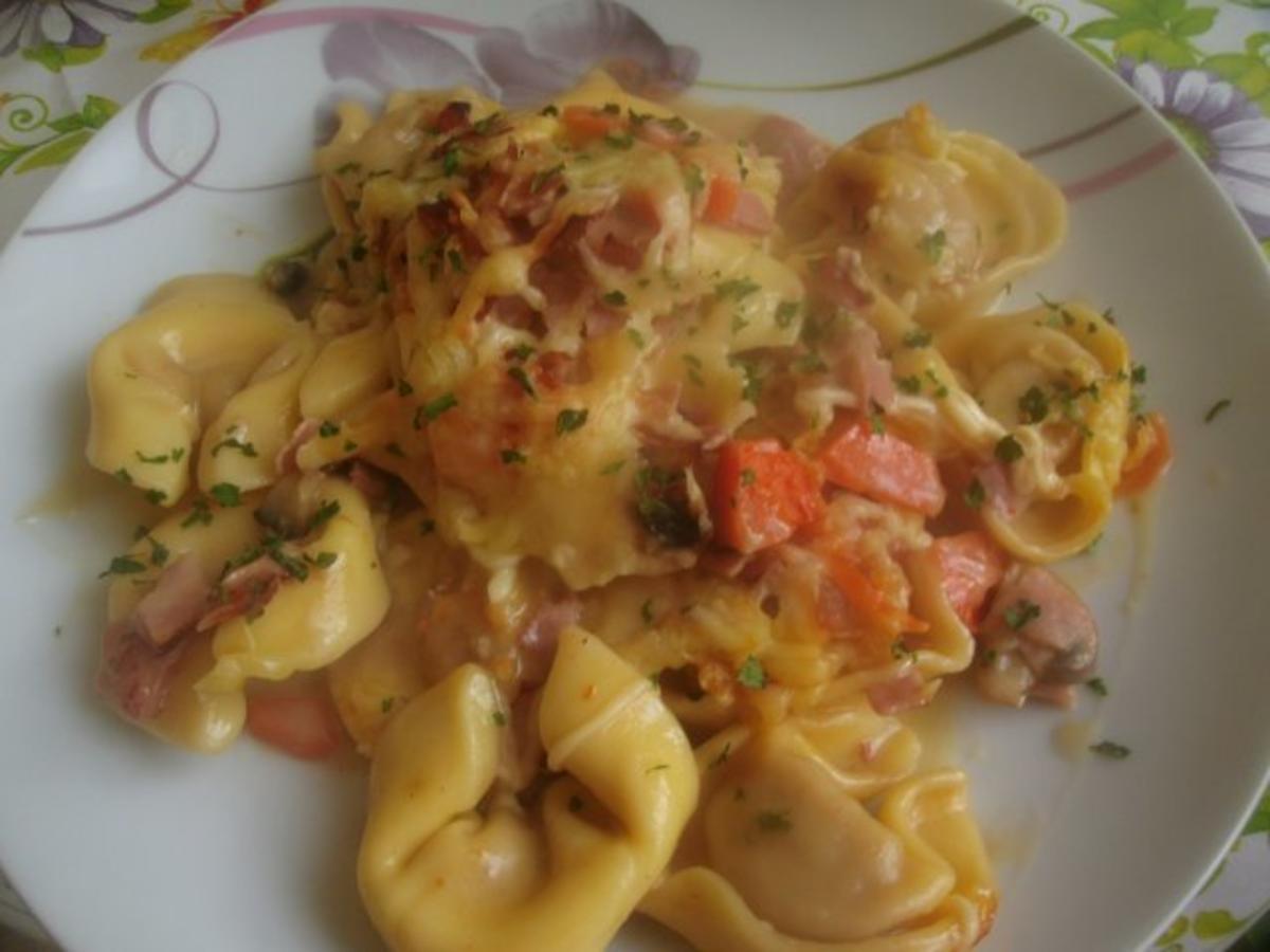 Tortellini mit Schinken  Pilzsauce - Rezept