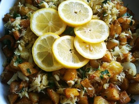 Rezept: Stockfisch mit frittierten Kartoffelwürfeln Stockfisch mit frittierten Kartoffelwürfeln - Rezept