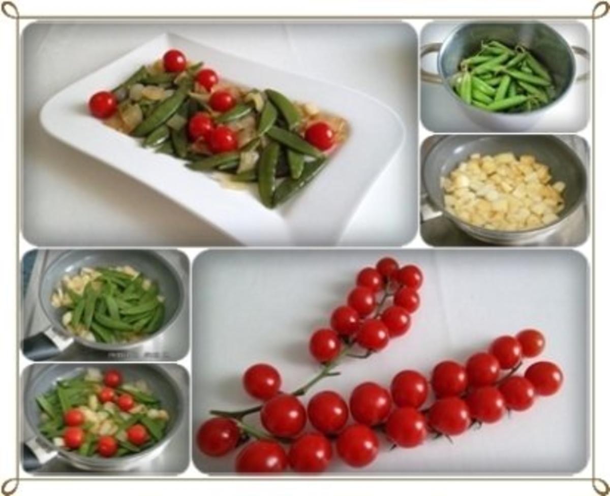Schmackhafter Salat aus jungen Erbsenschoten, Cherry Rispentomaten und Zwiebel - Rezept - Bild Nr. 13
