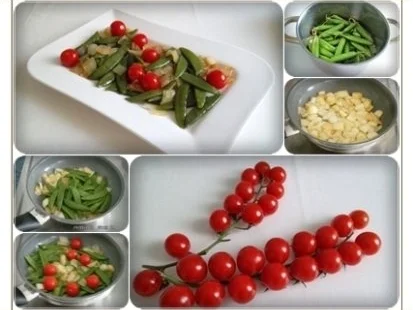 Schmackhafter Salat aus jungen Erbsenschoten, Cherry Rispentomaten und Zwiebel - Rezept - Bild Nr. 13