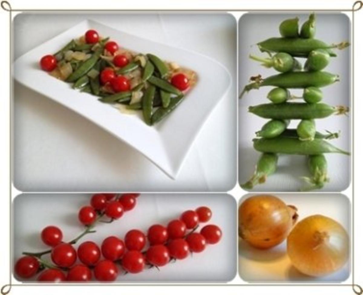 Schmackhafter Salat aus jungen Erbsenschoten, Cherry Rispentomaten und Zwiebel - Rezept - Bild Nr. 6