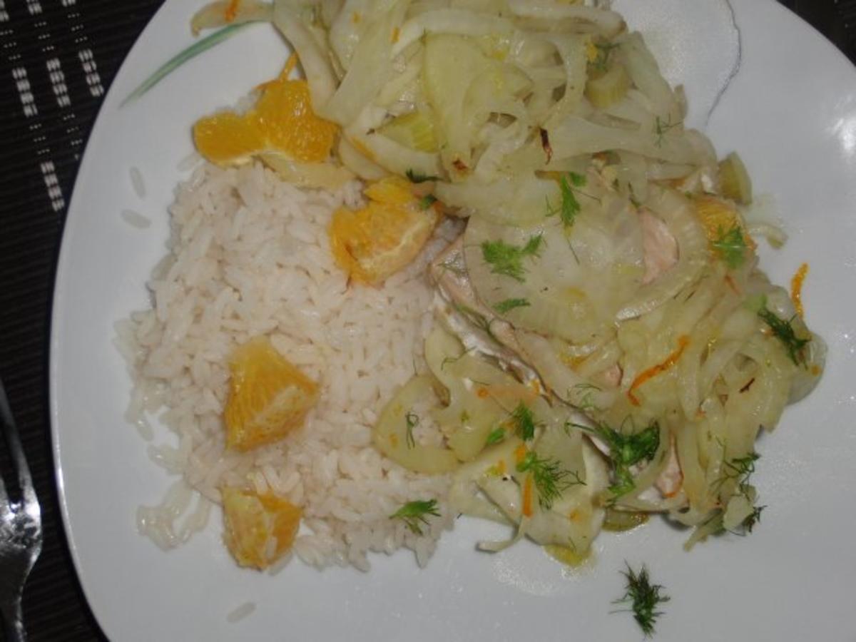 Fisch : Lachsfilet auf Fenchel und Orangenbeet - Rezept - Bild Nr. 6