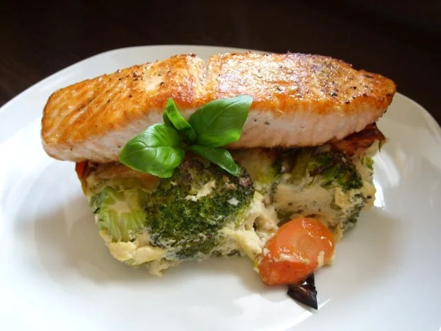 Gemüseauflauf mit gebratenem Lachs - Rezept - Bild Nr. 5